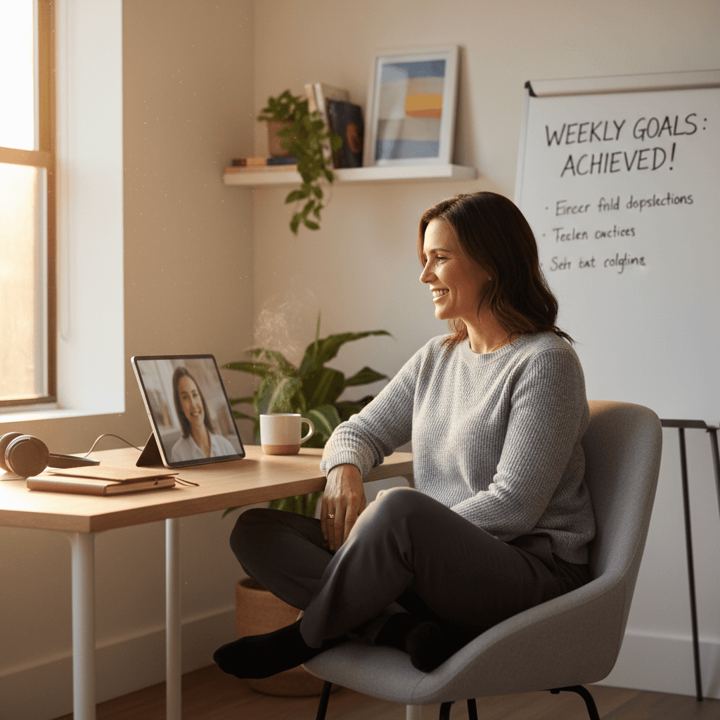 Client comfortable in their daily accountability routine